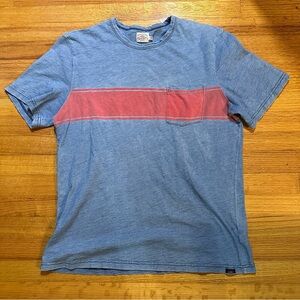 FAHERTY SURF STRIPE POCKET TEE - MEDIUM WASH INDIGO & RED Size L (a2